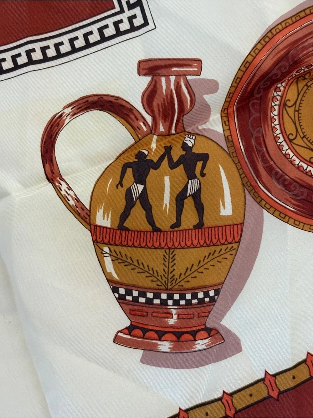 Vintage Greek Pottery Terracotta Amphora Print Style Scarf Made Japan 27